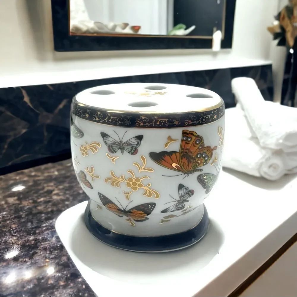 Formalities by Baum Bros. l Butterfly Collection l Toothbrush Holder l China EUC